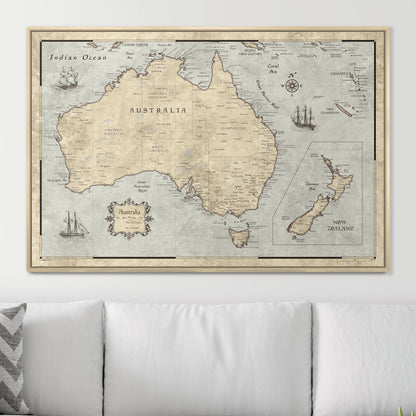 Push Pin Australia Map (Pin Board) - Rustic Vintage CM Pin Board