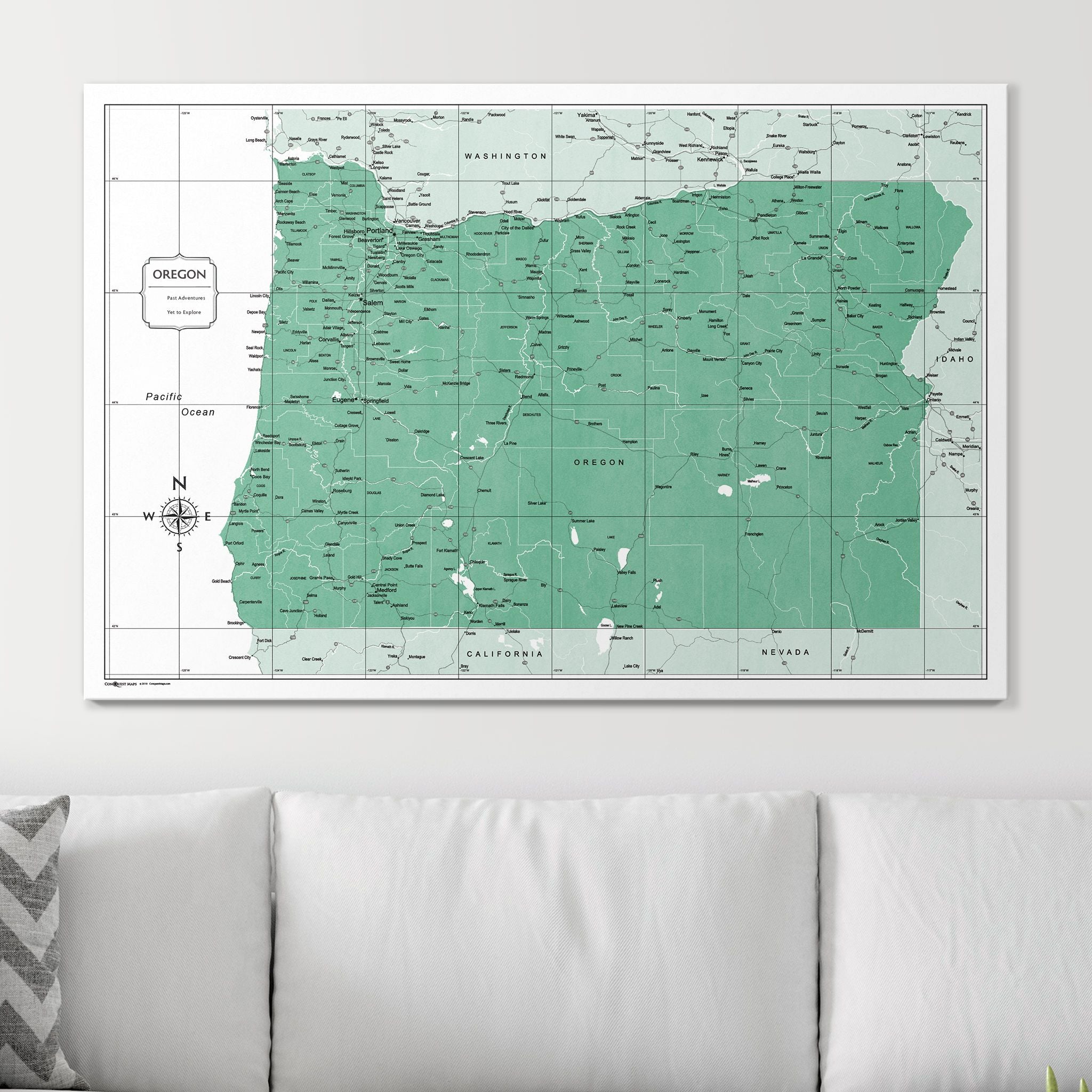 Push Pin Oregon Map (Pin Board) - Green Color Splash CM Pin Board