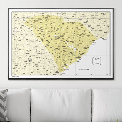 Push Pin South Carolina Map (Pin Board) - Yellow Color Splash CM Pin Board