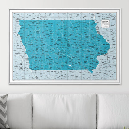 Push Pin Iowa Map (Pin Board) - Teal Color Splash CM Pin Board