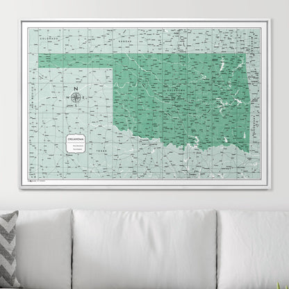 Push Pin Oklahoma Map (Pin Board) - Green Color Splash CM Pin Board