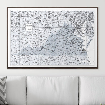 Push Pin Virginia Map (Pin Board) - Light Gray Color Splash CM Pin Board