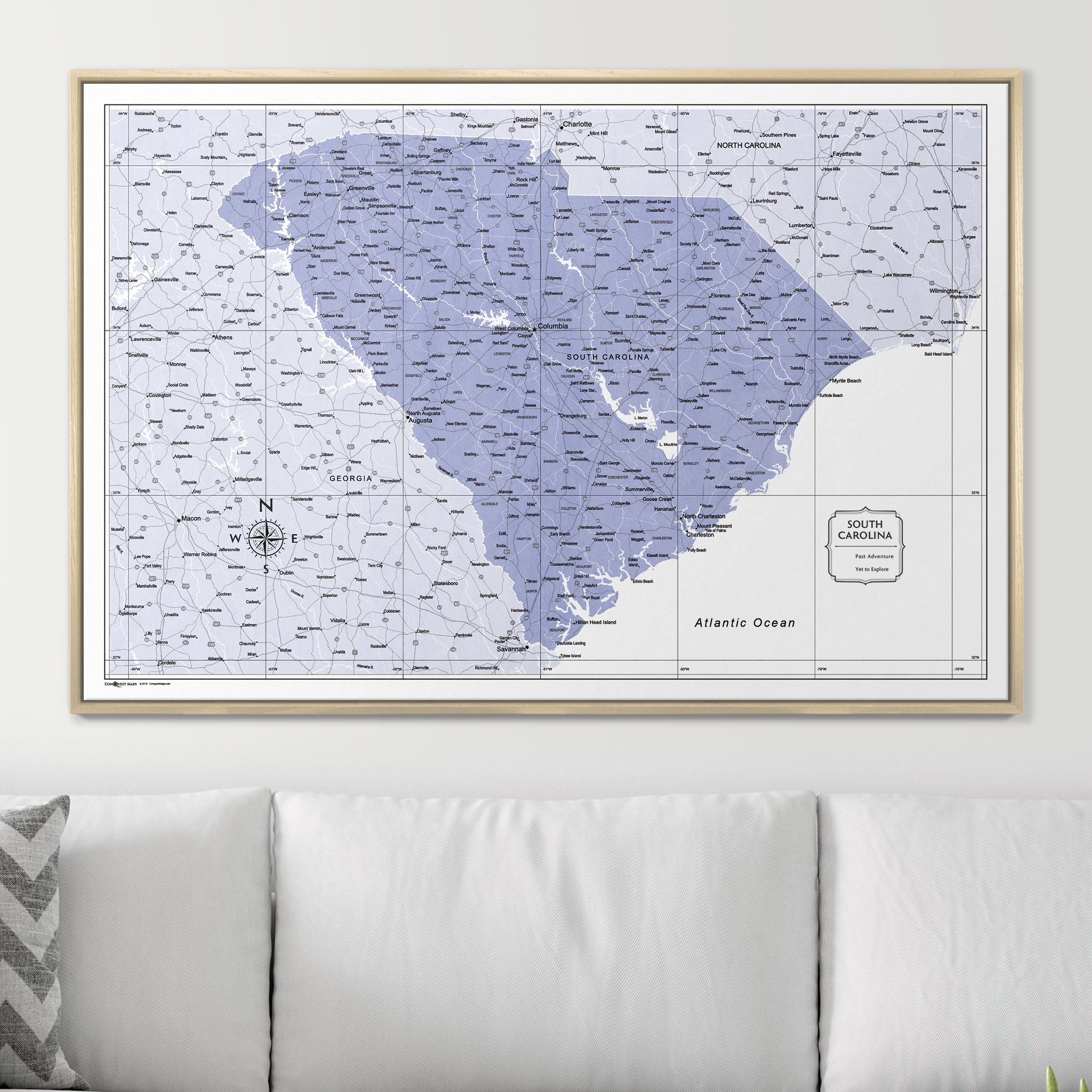 Push Pin South Carolina Map (Pin Board) - Purple Color Splash CM Pin Board