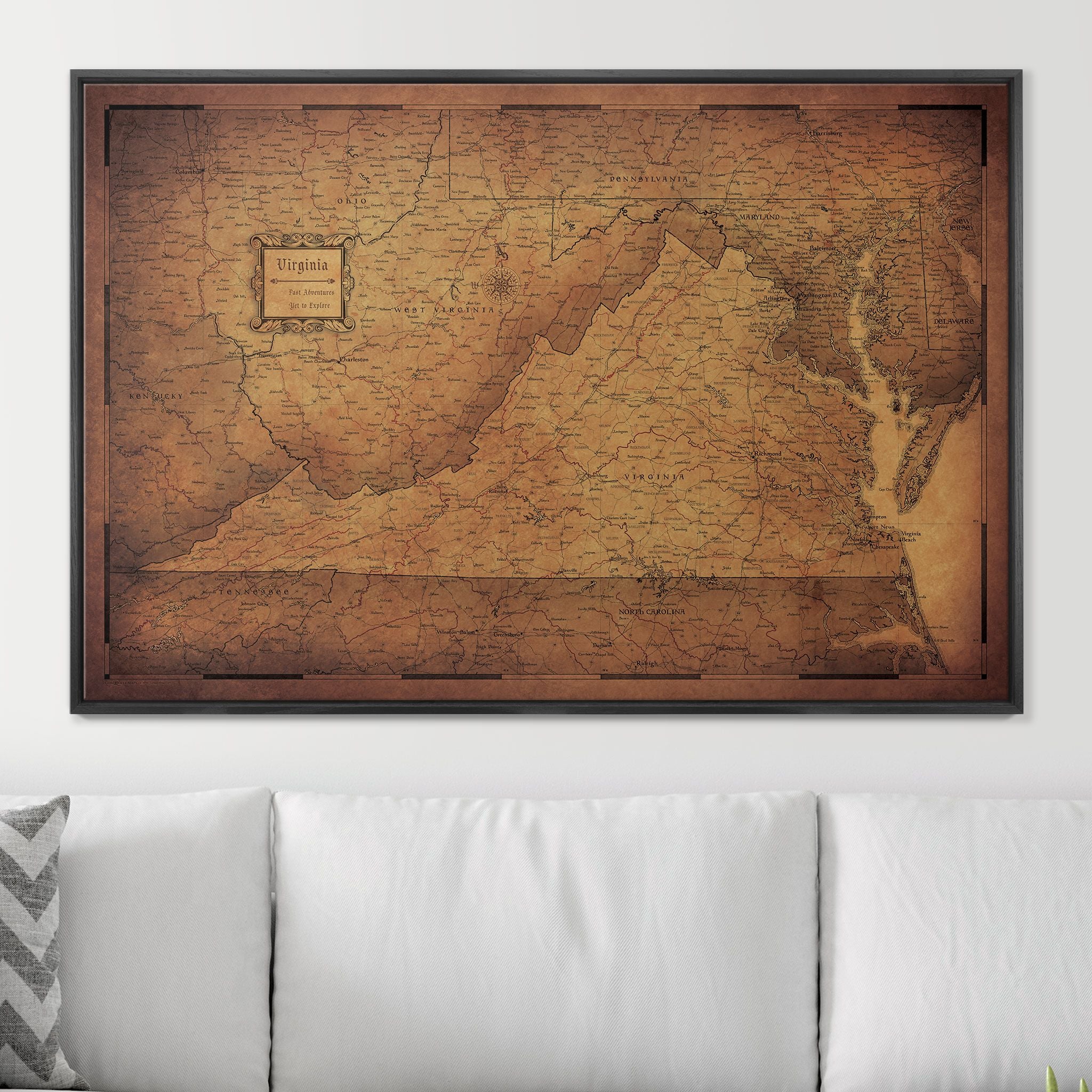 Push Pin Virginia Map (Pin Board) - Golden Aged CM Pin Board