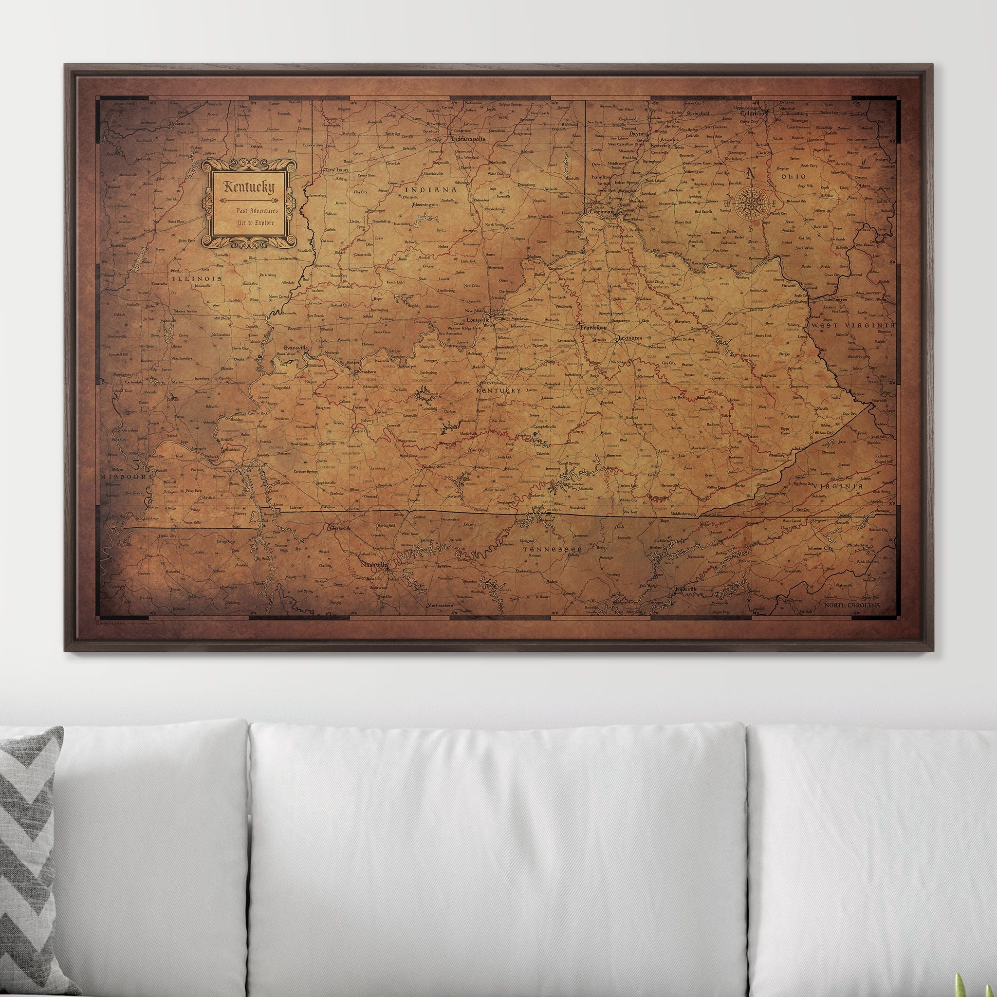 Push Pin Kentucky Map (Pin Board) - Golden Aged CM Pin Board