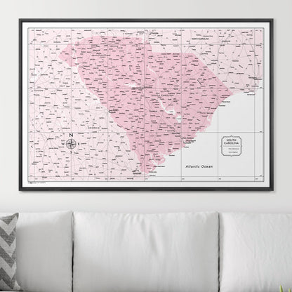 Push Pin South Carolina Map (Pin Board) - Pink Color Splash CM Pin Board