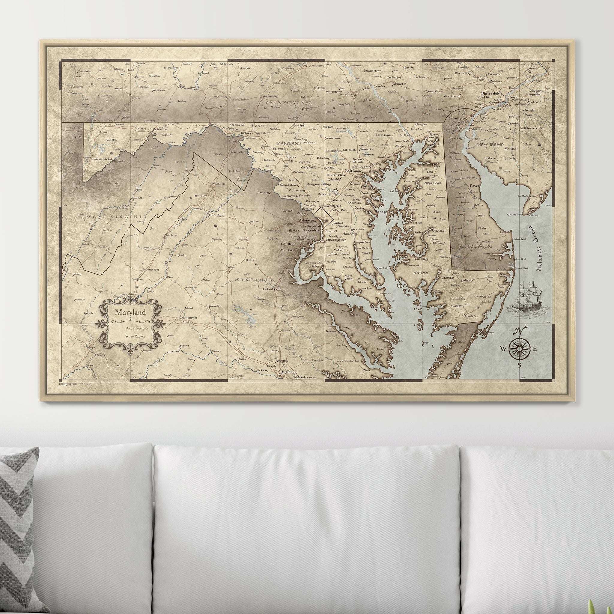 Push Pin Maryland Map (Pin Board) - Rustic Vintage CM Pin Board