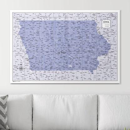 Push Pin Iowa Map (Pin Board) - Purple Color Splash CM Pin Board