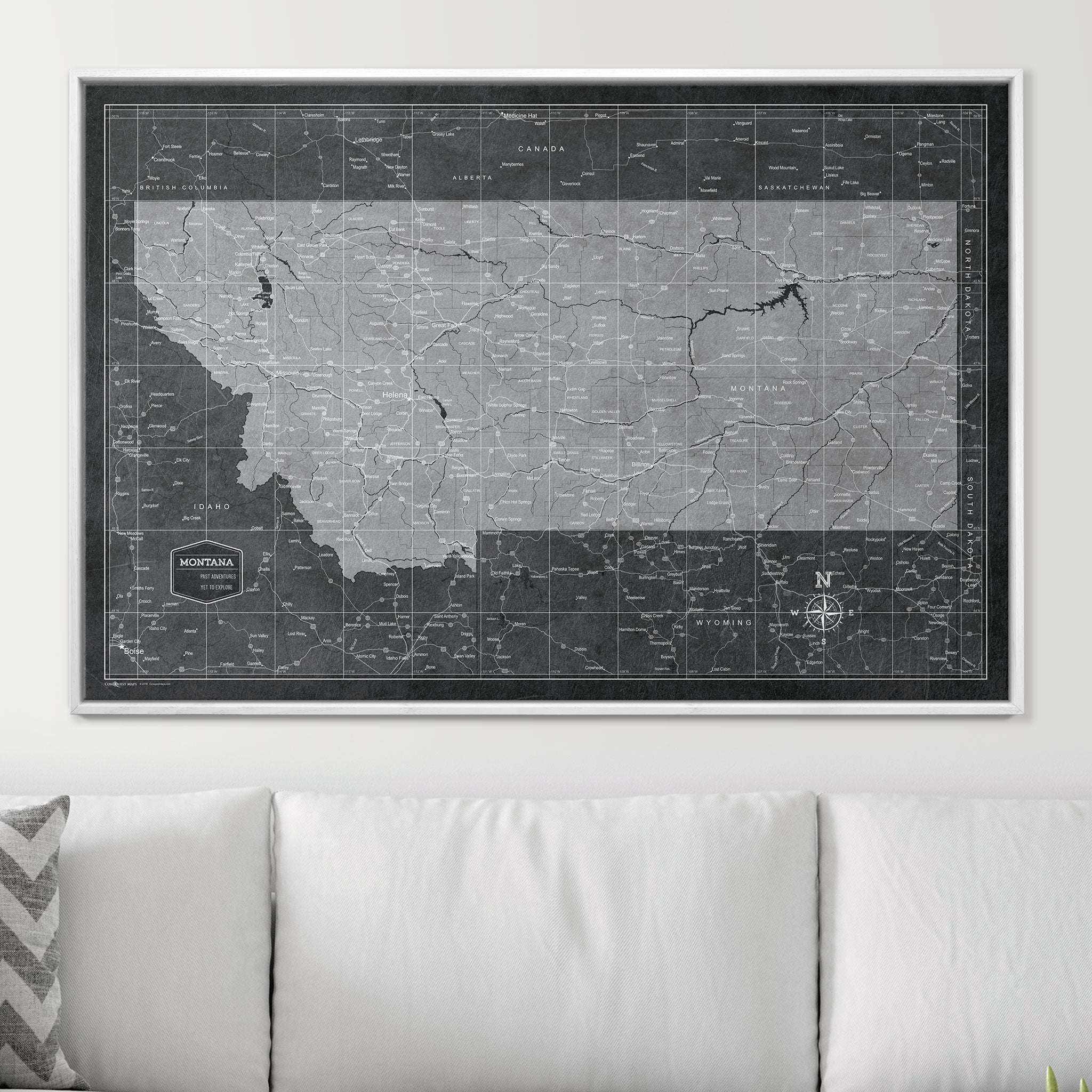 Push Pin Montana Map (Pin Board) - Modern Slate CM Pin Board