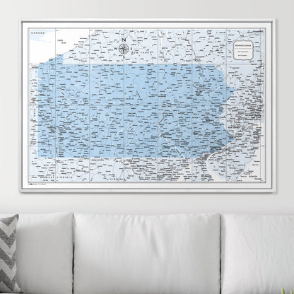 Push Pin Pennsylvania Map (Pin Board) - Light Blue Color Splash CM Pin Board