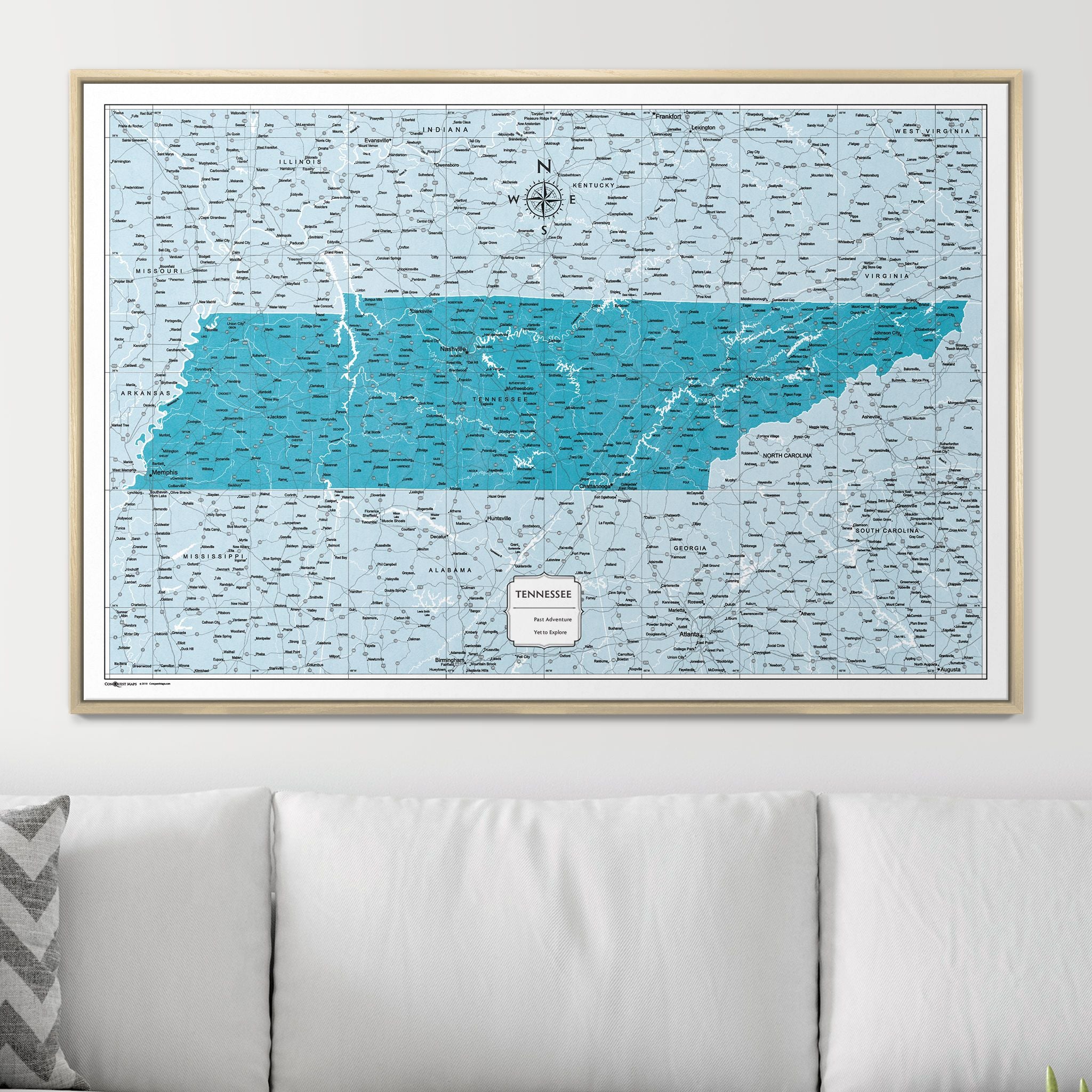 Push Pin Tennessee Map (Pin Board) - Teal Color Splash CM Pin Board