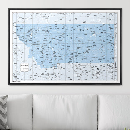 Push Pin Montana Map (Pin Board) - Light Blue Color Splash CM Pin Board