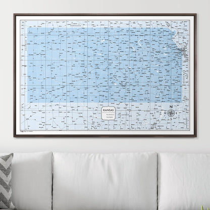 Push Pin Kansas Map (Pin Board) - Light Blue Color Splash CM Pin Board