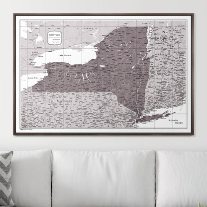 Push Pin New York Map (Pin Board) - Dark Brown Color Splash CM Pin Board