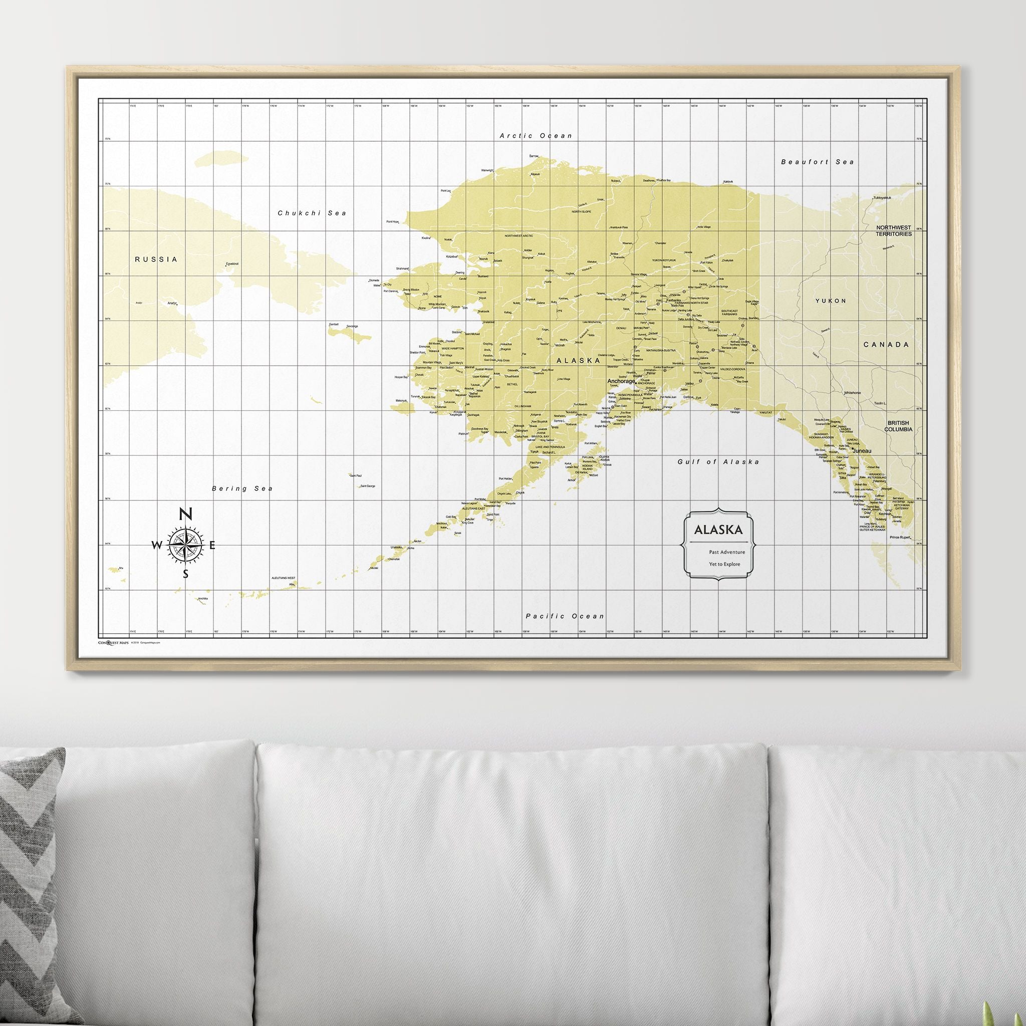 Push Pin Alaska Map (Pin Board) - Yellow Color Splash CM Pin Board