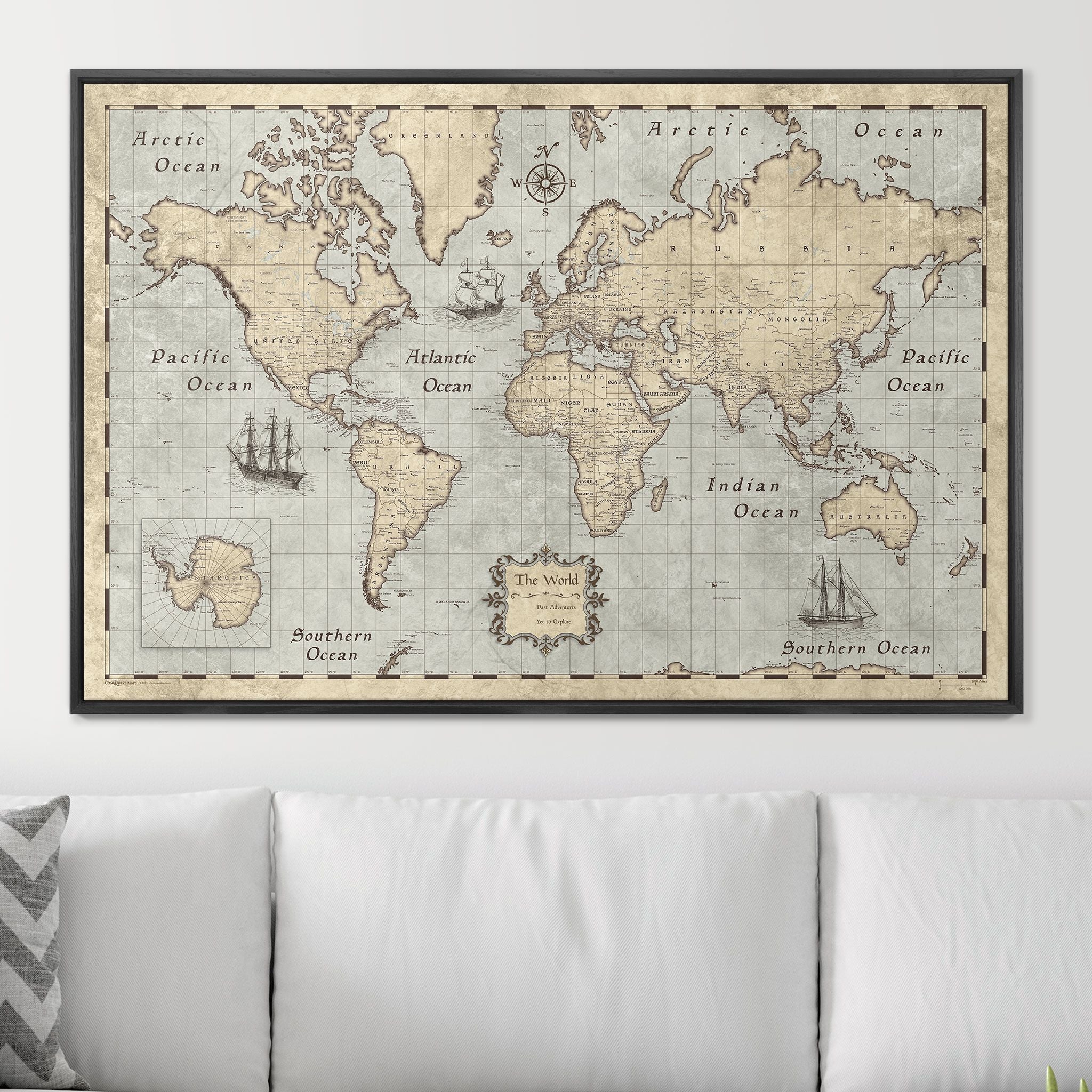 Push Pin World Map (Pin Board) - Rustic Vintage CM Pin Board