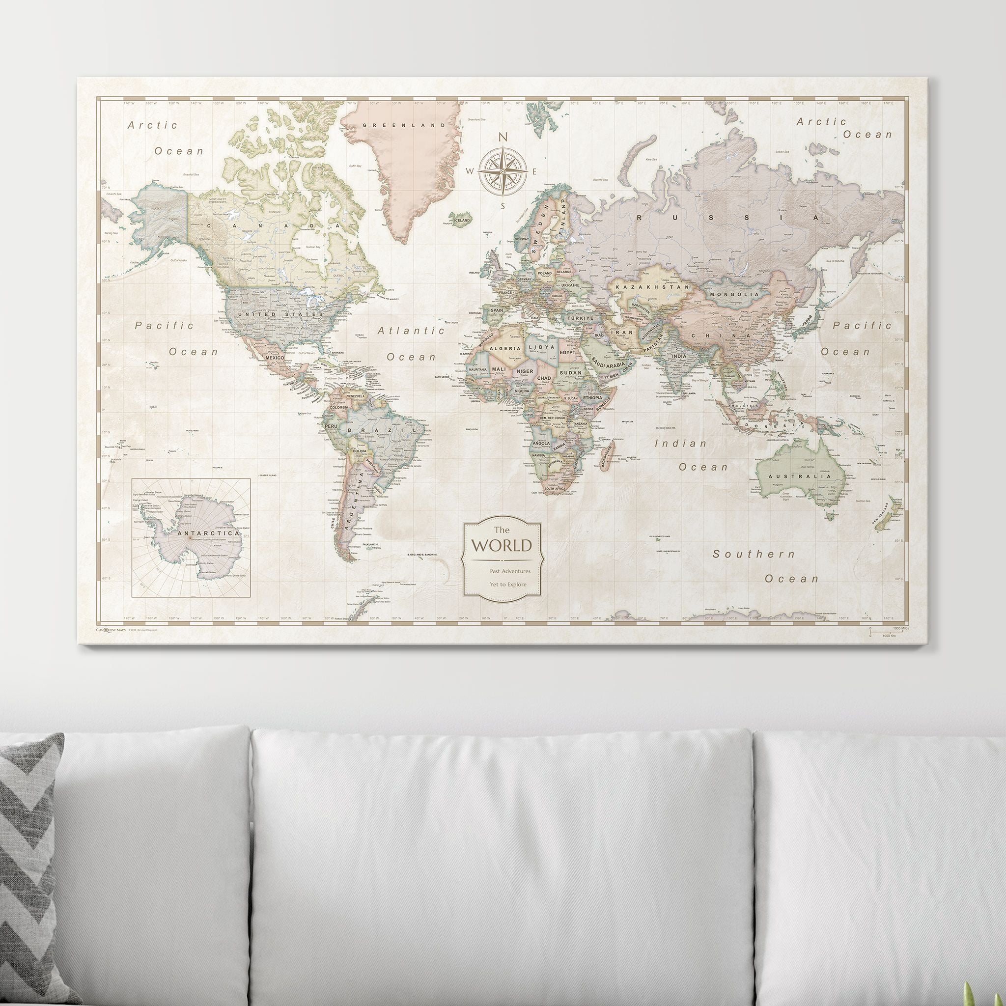 Push Pin World Map (Pin Board) - Desert Sunrise CM Pin Board