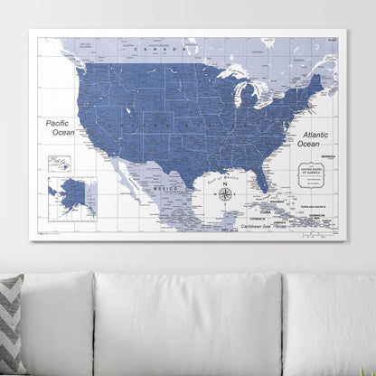 Push Pin USA Map (Pin Board) - Navy Color Splash CM Pin Board