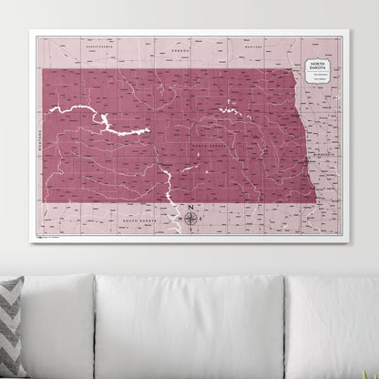 Push Pin North Dakota Map (Pin Board) - Burgundy Color Splash CM Pin Board