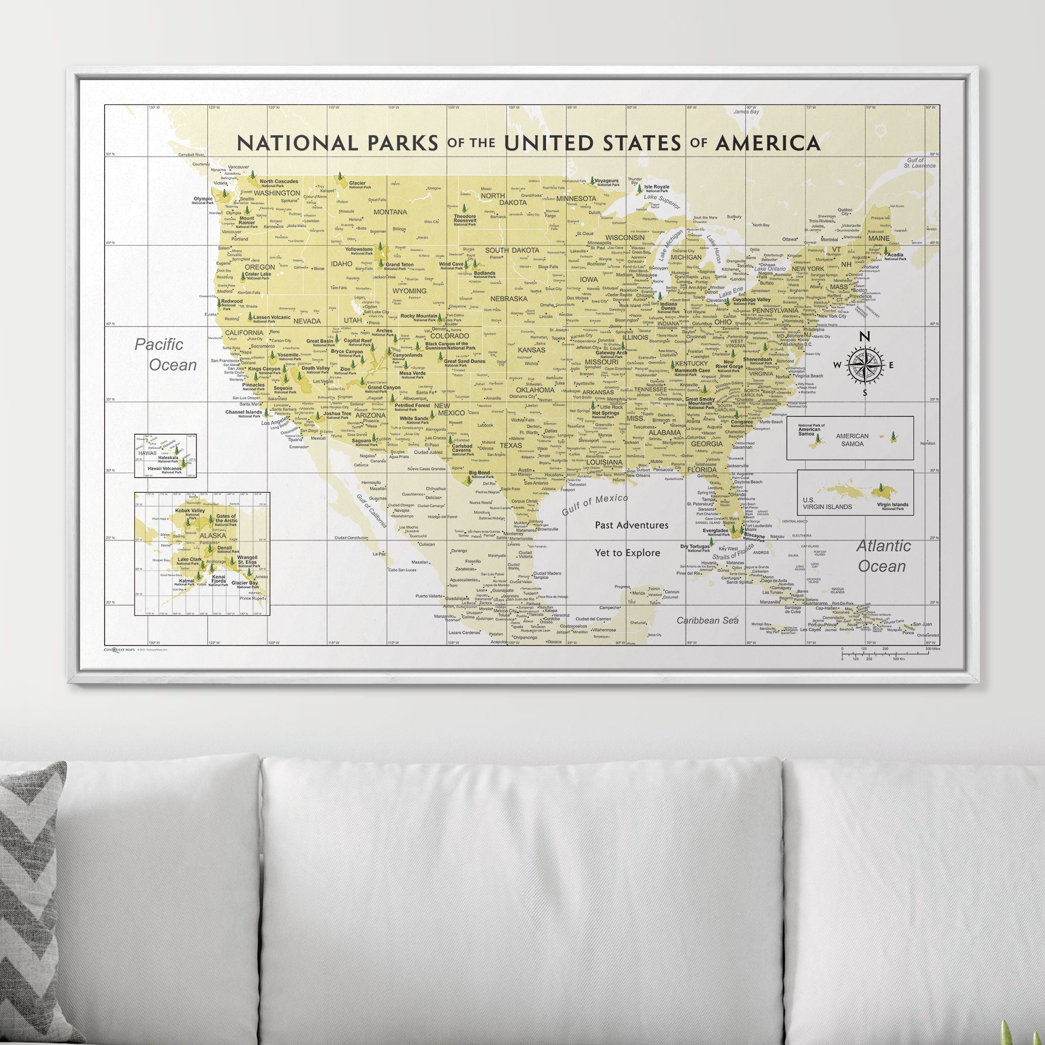 Push Pin National Parks Map (Pin Board) - Yellow Color Splash CM Pin Board