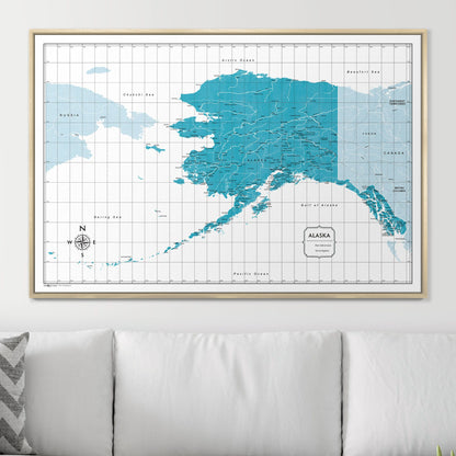 Push Pin Alaska Map (Pin Board) - Teal Color Splash CM Pin Board