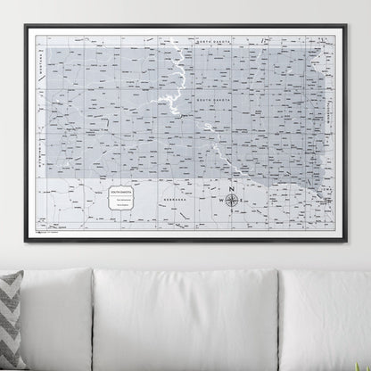 Push Pin South Dakota Map (Pin Board) - Light Gray Color Splash CM Pin Board