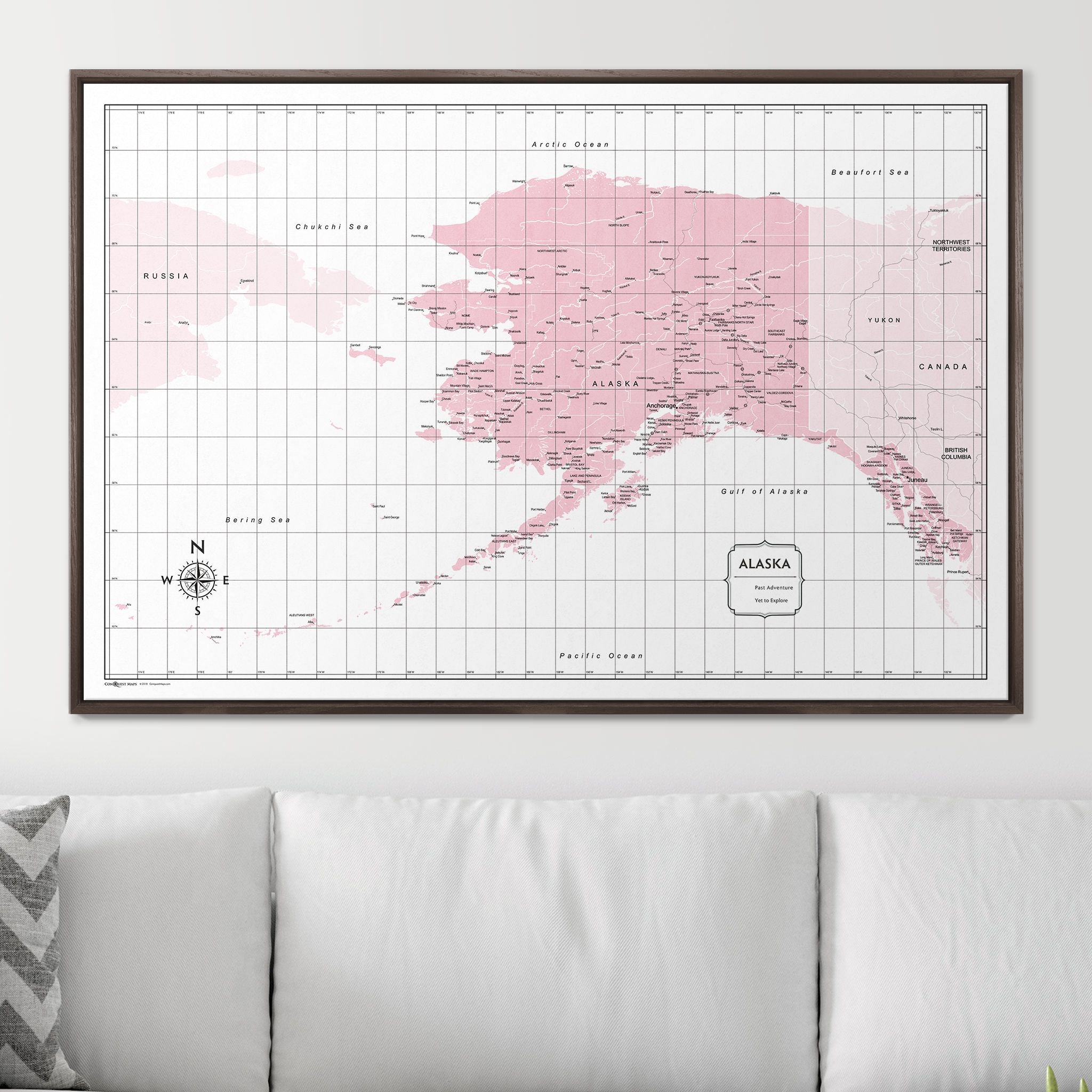 Push Pin Alaska Map (Pin Board) - Pink Color Splash CM Pin Board