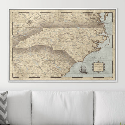 Push Pin North Carolina Map (Pin Board) - Rustic Vintage CM Pin Board