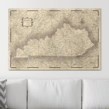 Push Pin Kentucky Map (Pin Board) - Rustic Vintage CM Pin Board