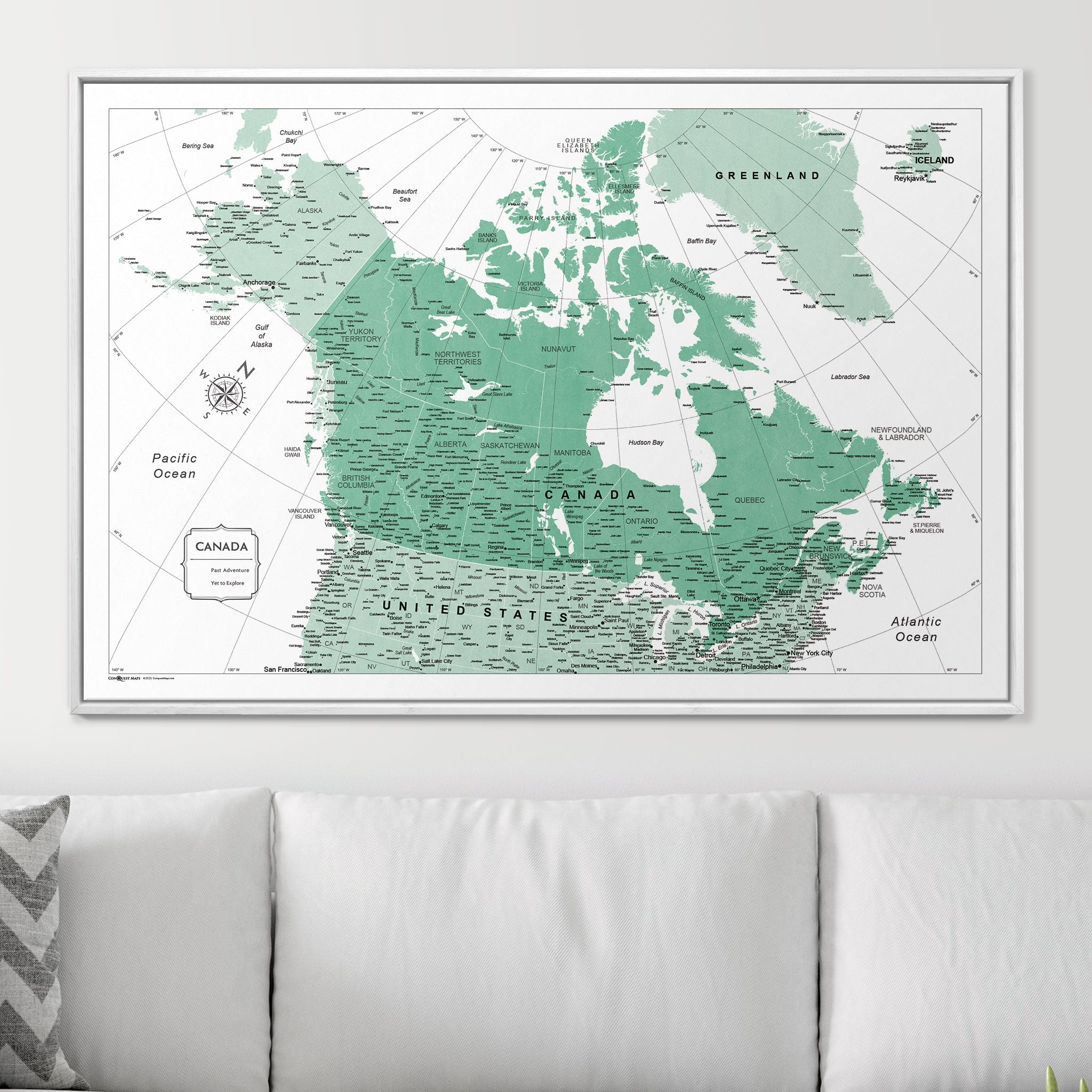 Push Pin Canada Map (Pin Board) - Green Color Splash CM Pin Board