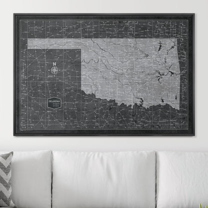 Push Pin Oklahoma Map (Pin Board) - Modern Slate CM Pin Board