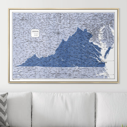 Push Pin Virginia Map (Pin Board) - Navy Color Splash CM Pin Board