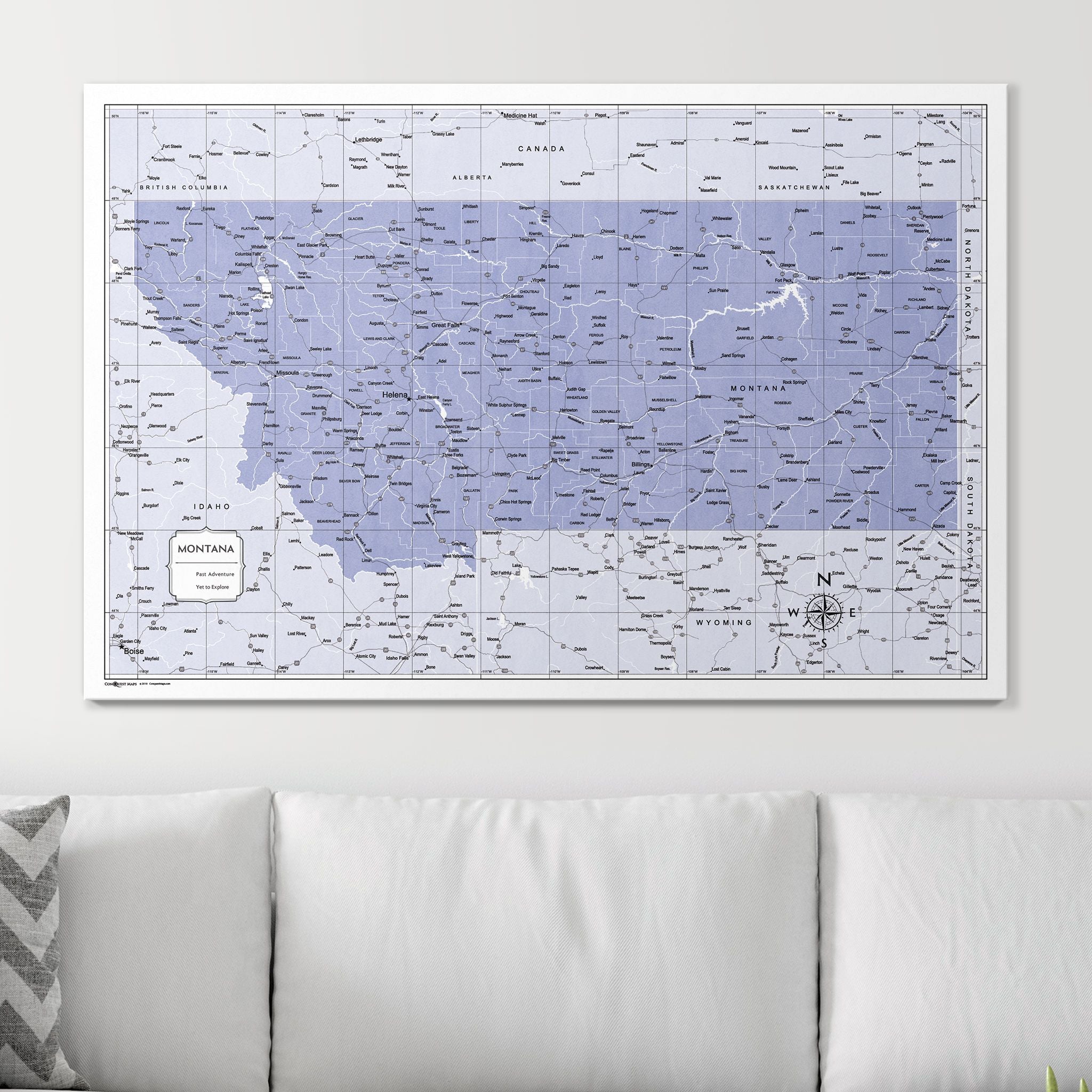 Push Pin Montana Map (Pin Board) - Purple Color Splash CM Pin Board