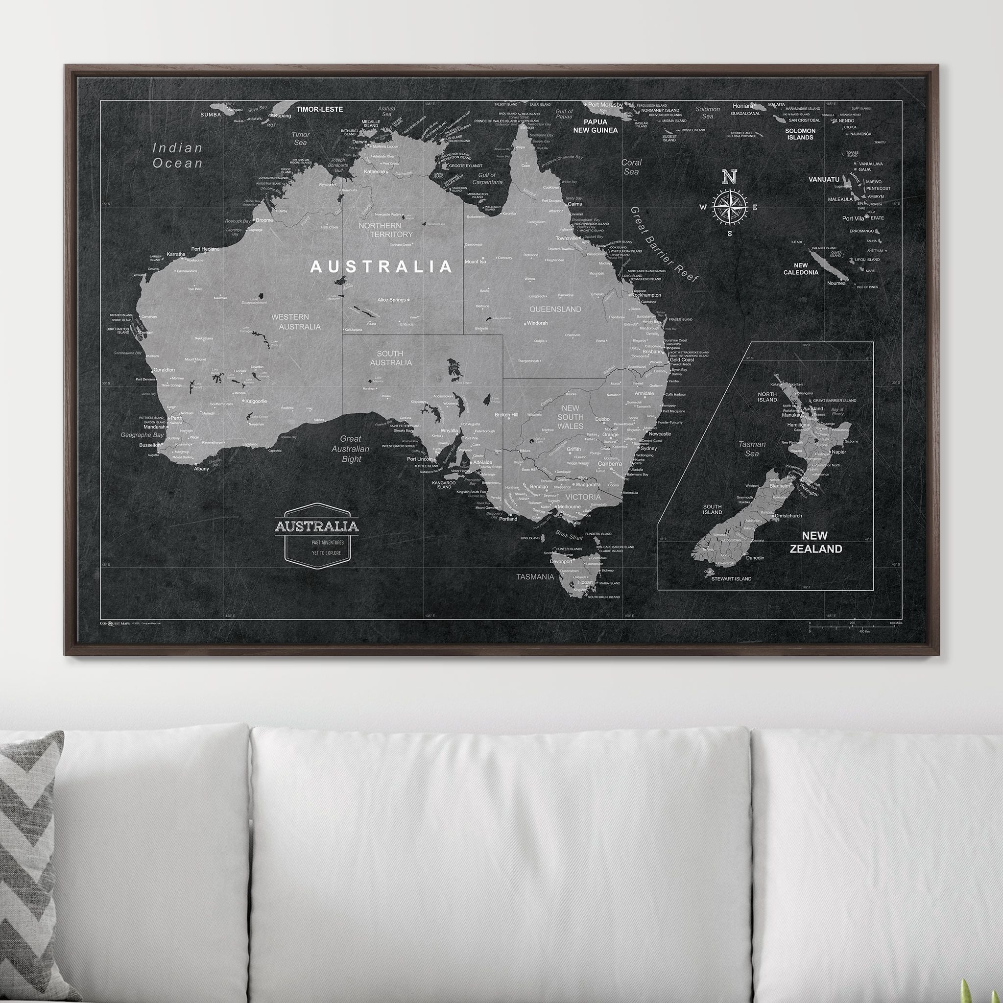 Push Pin Australia Map (Pin Board) - Modern Slate CM Pin Board