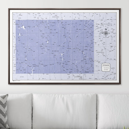 Push Pin Wyoming Map (Pin Board) - Purple Color Splash CM Pin Board