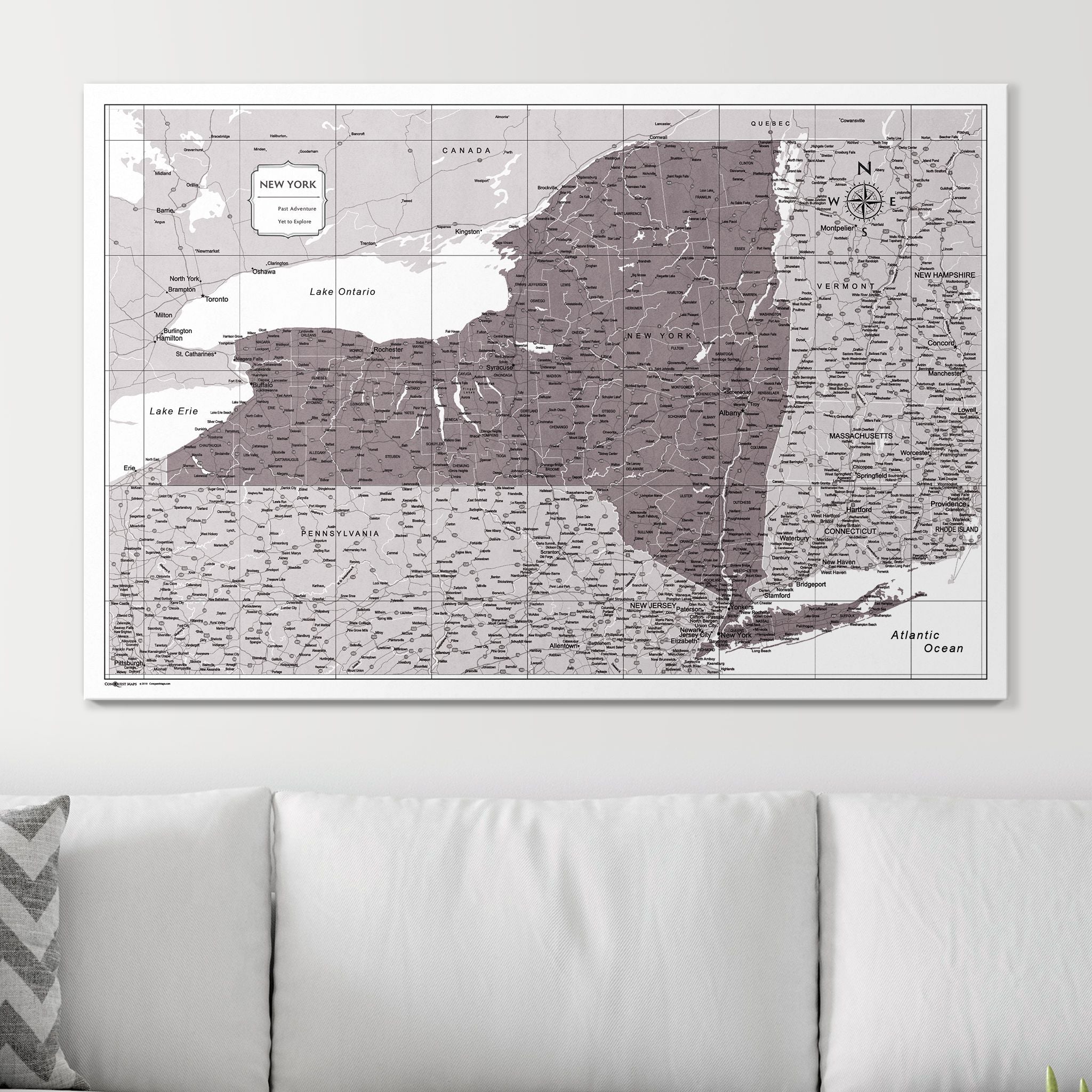 Push Pin New York Map (Pin Board) - Dark Brown Color Splash CM Pin Board