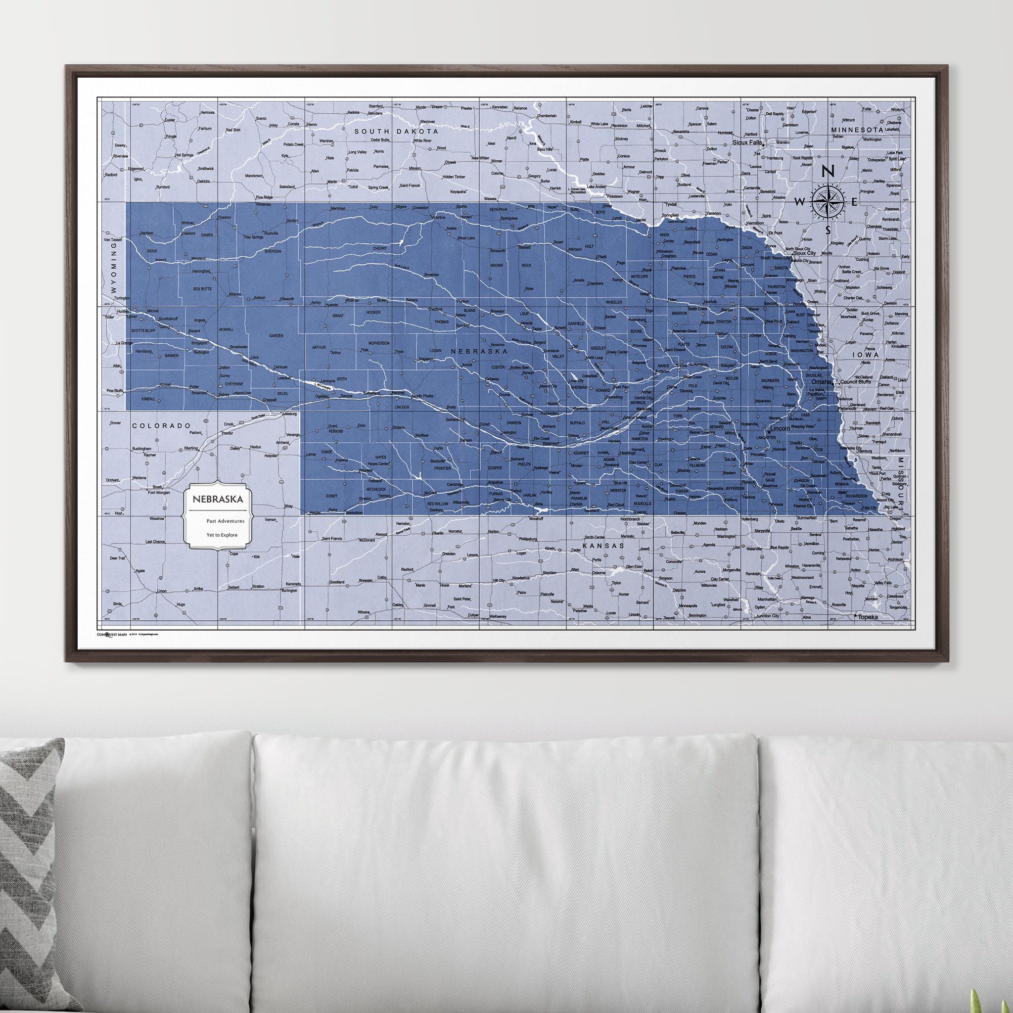 Push Pin Nebraska Map (Pin Board) - Navy Color Splash CM Pin Board