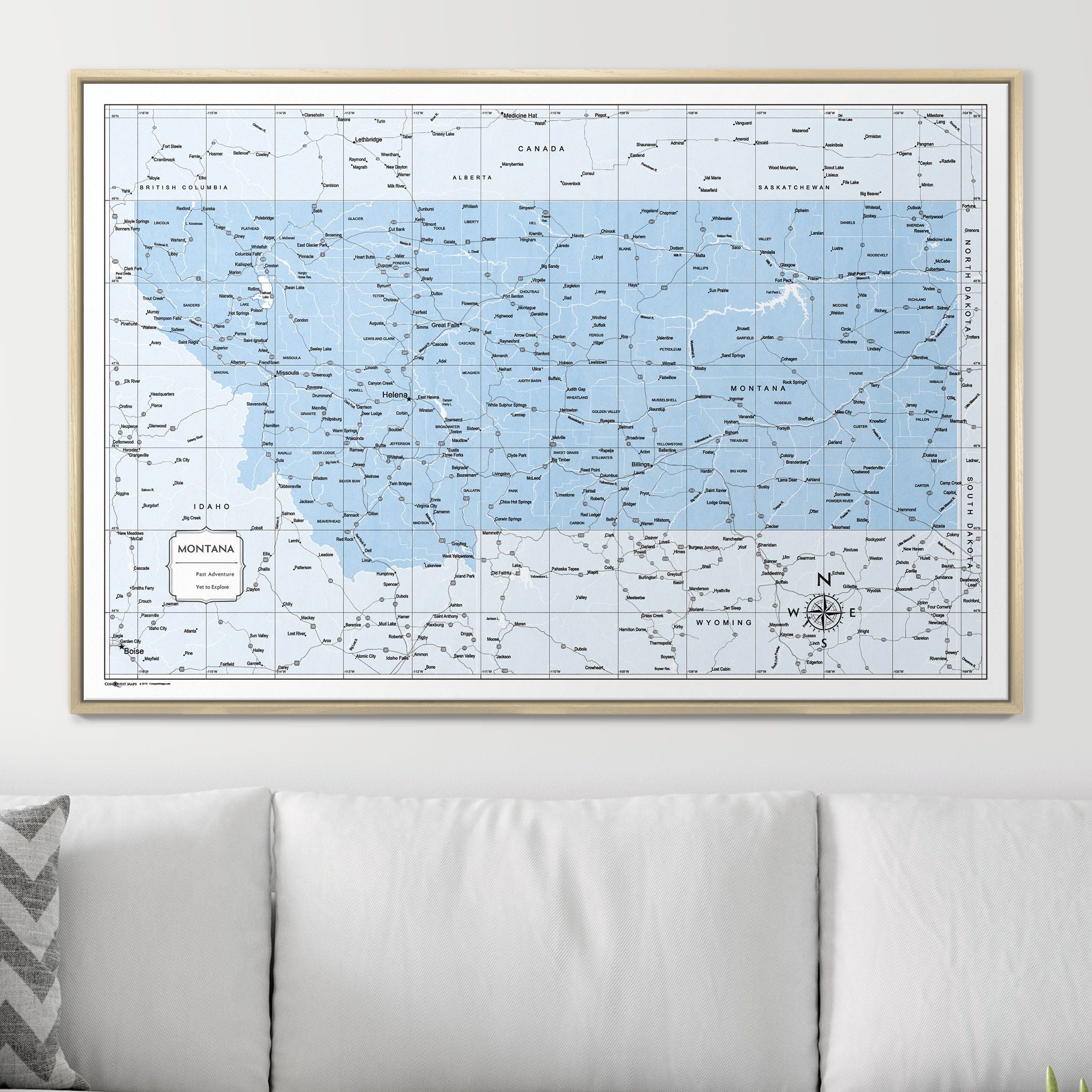 Push Pin Montana Map (Pin Board) - Light Blue Color Splash CM Pin Board