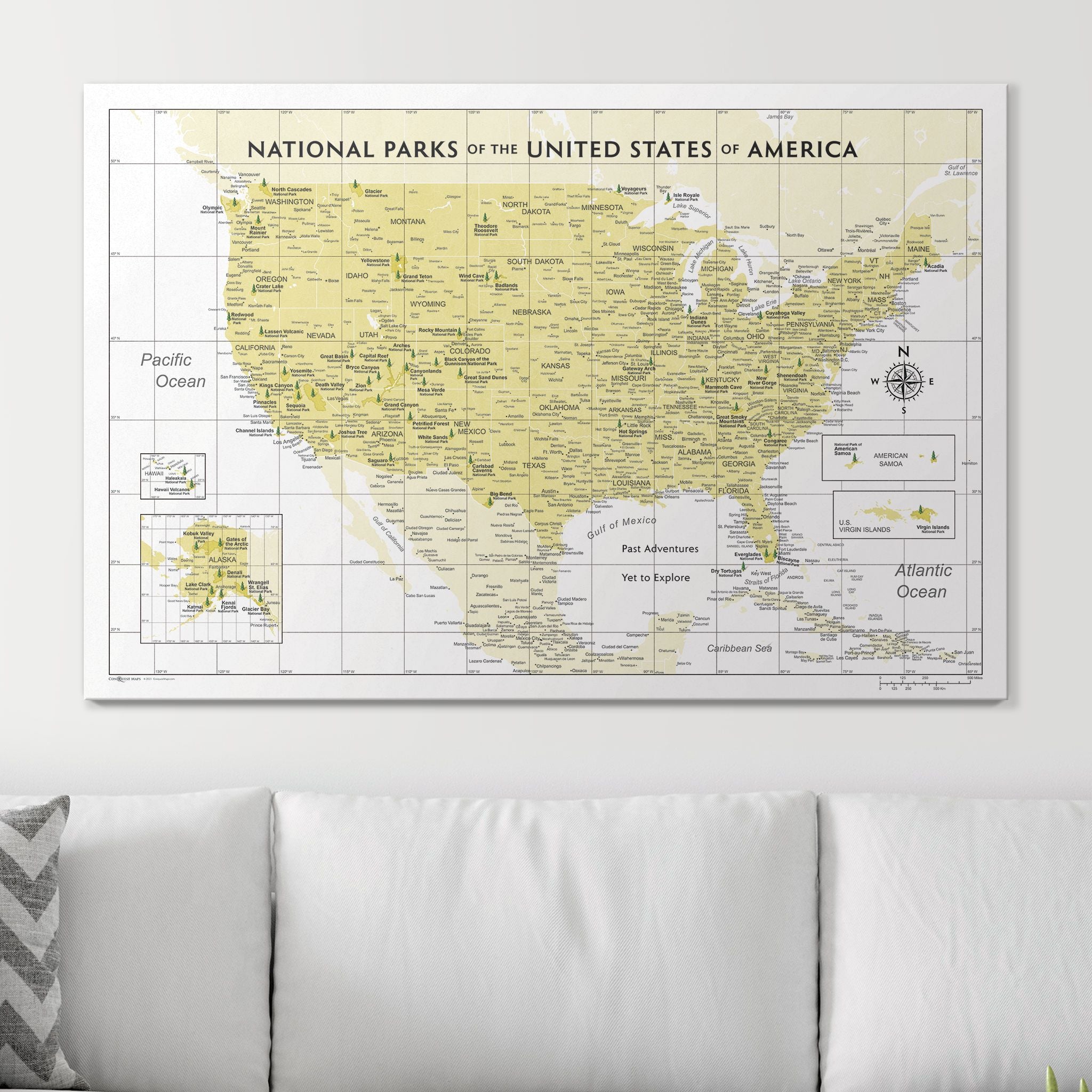 Push Pin National Parks Map (Pin Board) - Yellow Color Splash CM Pin Board