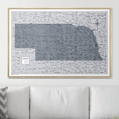 Push Pin Nebraska Map (Pin Board) - Dark Gray Color Splash CM Pin Board