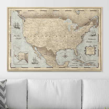 Push Pin USA Map (Pin Board) - Rustic Vintage CM Pin Board