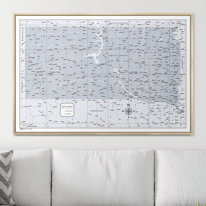 Push Pin South Dakota Map (Pin Board) - Light Gray Color Splash CM Pin Board