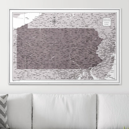 Push Pin Pennsylvania Map (Pin Board) - Dark Brown Color Splash CM Pin Board