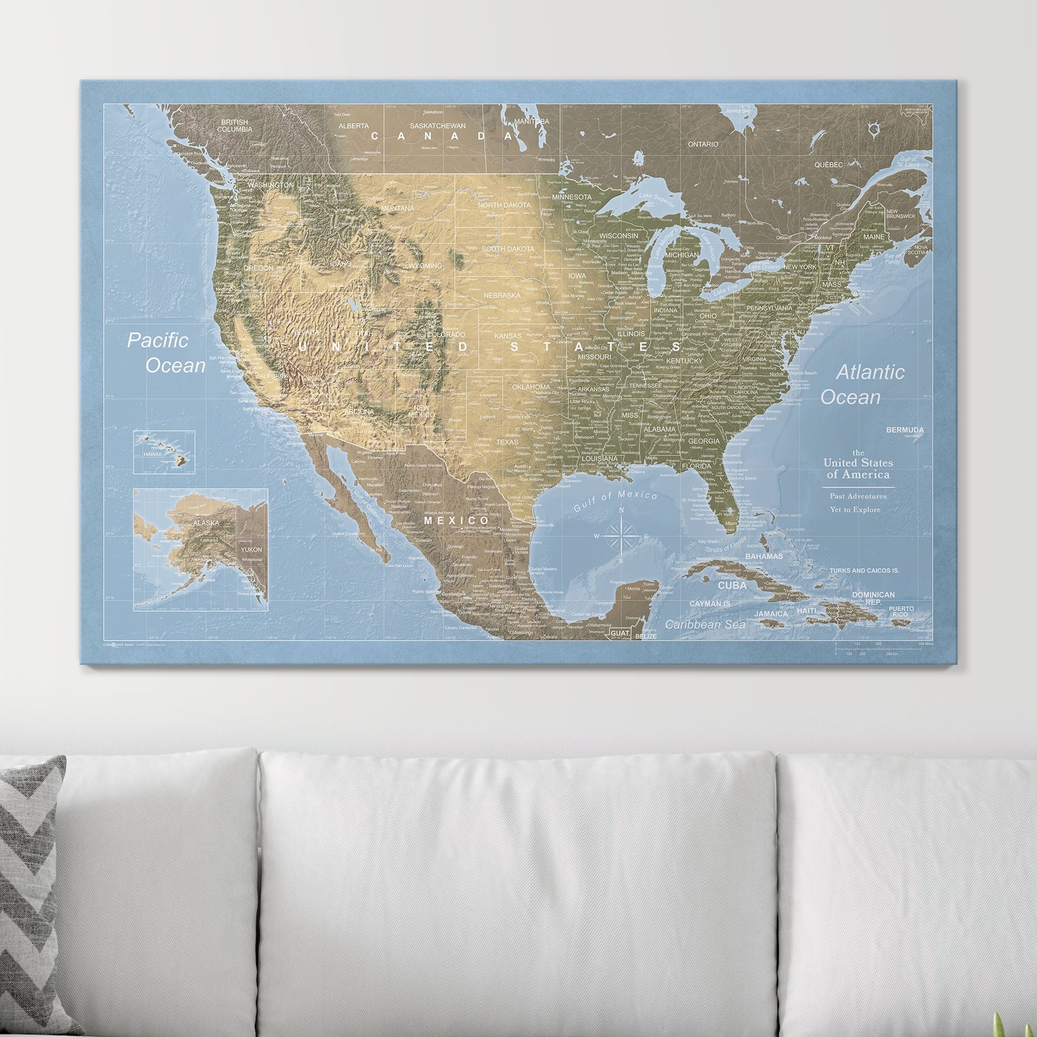 Push Pin USA Map (Pin Board) - Natural Earth CM Pin Board