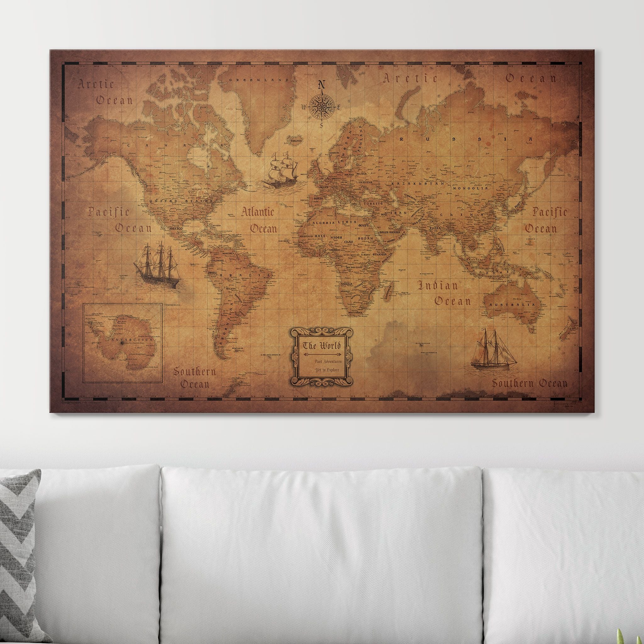 Push Pin World Map (Pin Board) - Golden Aged CM Pin Board