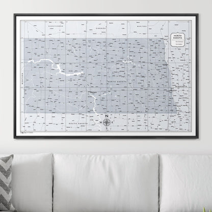 Push Pin North Dakota Map (Pin Board) - Light Gray Color Splash CM Pin Board