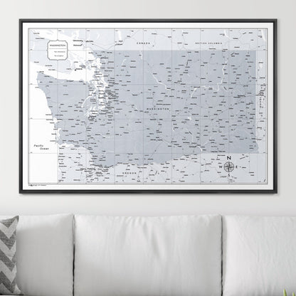 Push Pin Washington Map (Pin Board) - Light Gray Color Splash CM Pin Board