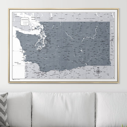 Push Pin Washington Map (Pin Board) - Dark Gray Color Splash CM Pin Board