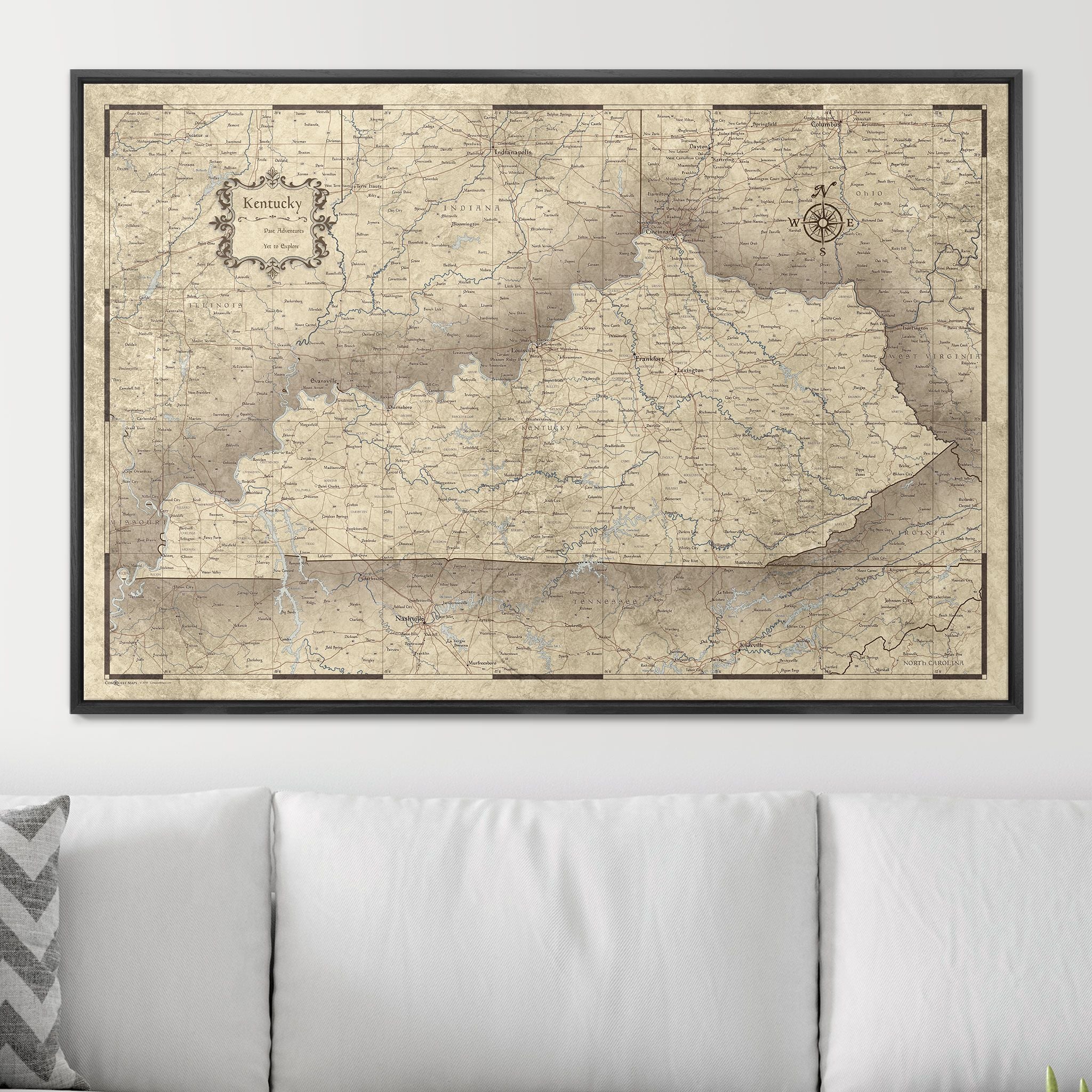 Push Pin Kentucky Map (Pin Board) - Rustic Vintage CM Pin Board