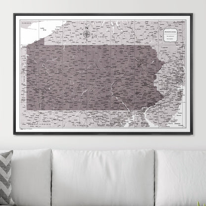 Push Pin Pennsylvania Map (Pin Board) - Dark Brown Color Splash CM Pin Board